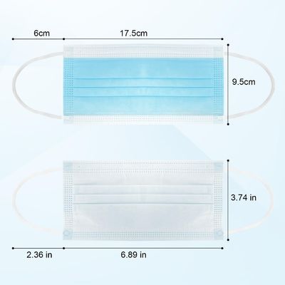 Masque facial jetable à 3 plis, doux et confortable, respirant pour adultes, avec boucle d'oreille de 14,5*9,5 cm