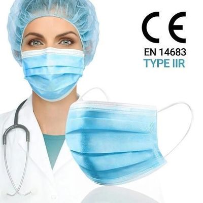 Masque facial jetable plat de niveau 2 ASTM avec pince à nez élastique CE ISO 13485 FDA 98%