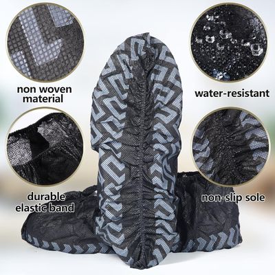 Tissu non tissé noir Respirant Tissu PE Résistant au glissement Chaussures jetables