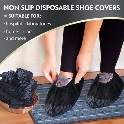 Tissu non tissé noir Respirant Tissu PE Résistant au glissement Chaussures jetables