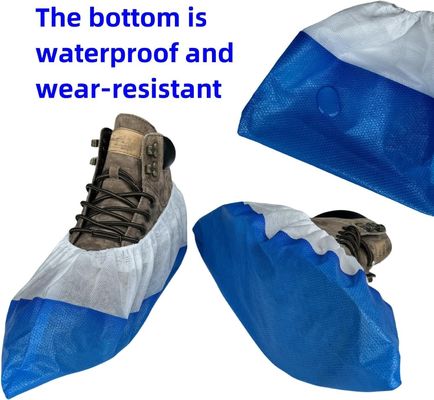Nettoyage bleu et blanc V206 poids lourd PP CPE imperméable à l'eau Couverture de chaussure jetable