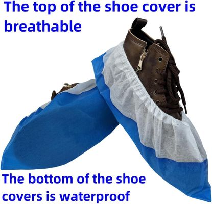 Nettoyage bleu et blanc V206 poids lourd PP CPE imperméable à l'eau Couverture de chaussure jetable