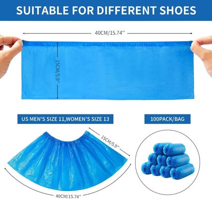 Couverture de chaussure en PE CPE légère de 15*36cm pour les procédures dentaires, faite à la main ou à la machine
