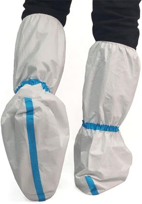 Couverture de chaussure jetable à l' épreuve de la poussière, stérile, micro-poreuse, Sf Blanc avec ligne bleue 15*39 cm